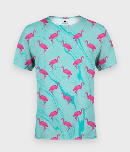Koszulka męska fullprint Origami Flamingo