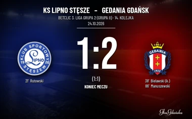 [PIŁKA NOŻNA] KS Lipno Stęsze – Gedania Gdańsk 1:2. Drugi wyjazdowy triumf w końcówce w Betclic 3. Liga Grupa 2 (Grupa II)