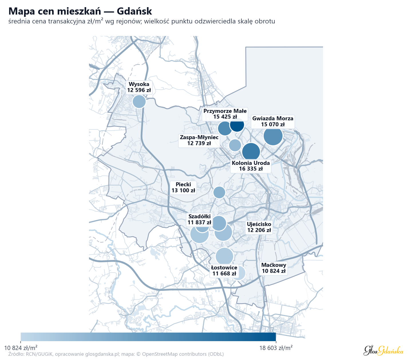 Mapa cen mieszkań - Gdańsk