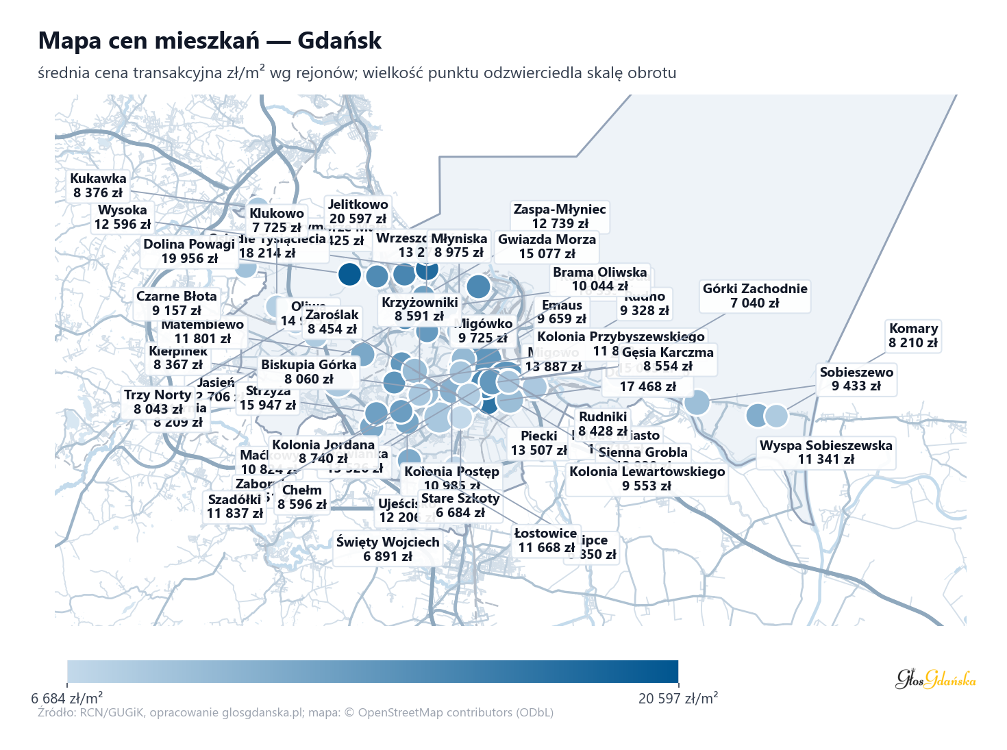 Mapa cen mieszkań - Gdańsk