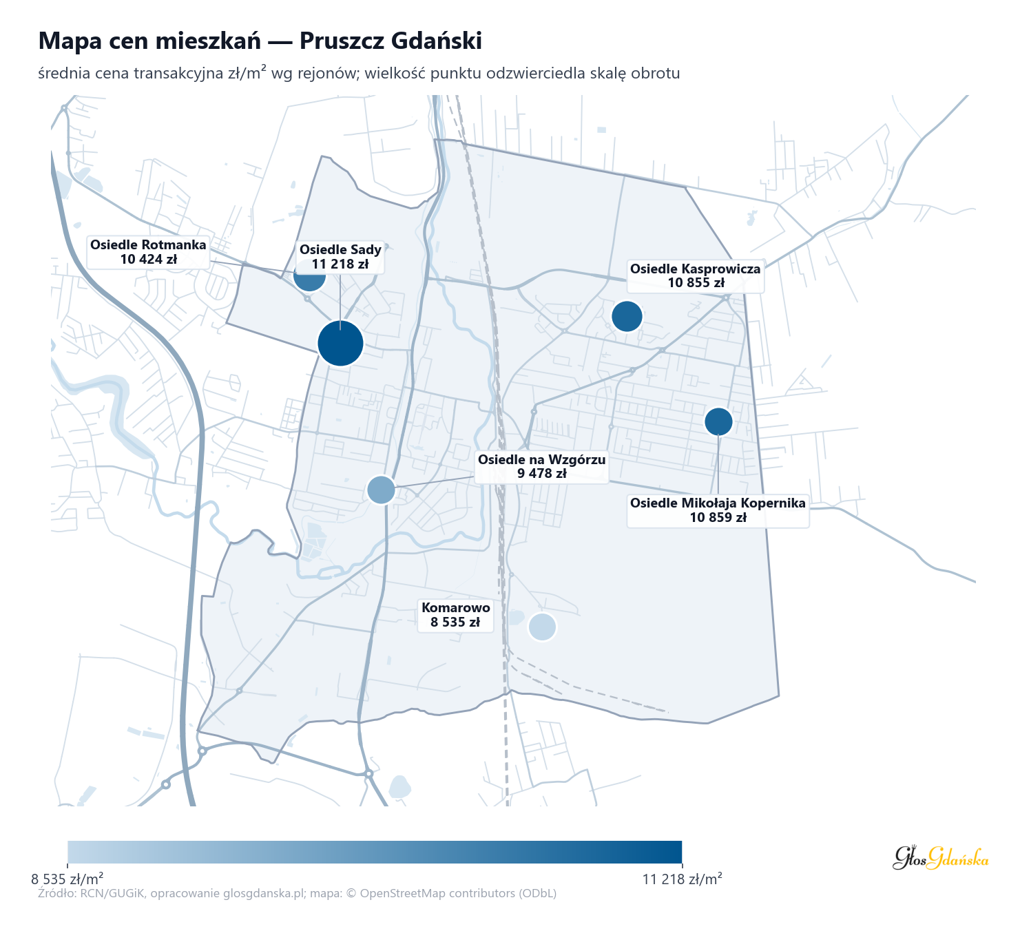 Mapa cen mieszkań - Pruszcz Gdański