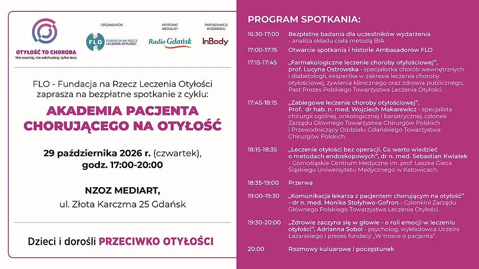 Grafika promocyjna wydarzenia Akademia Pacjenta Chorującego na Otyłość