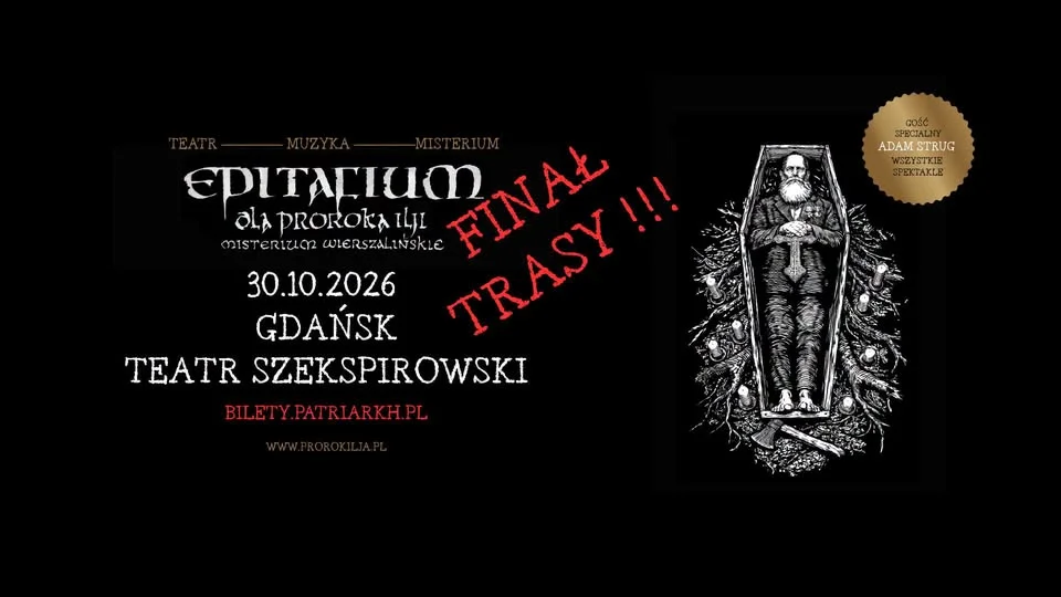 Grafika promocyjna wydarzenia Epitafium dla Proroka Ilji – spektakl w Gdańsku