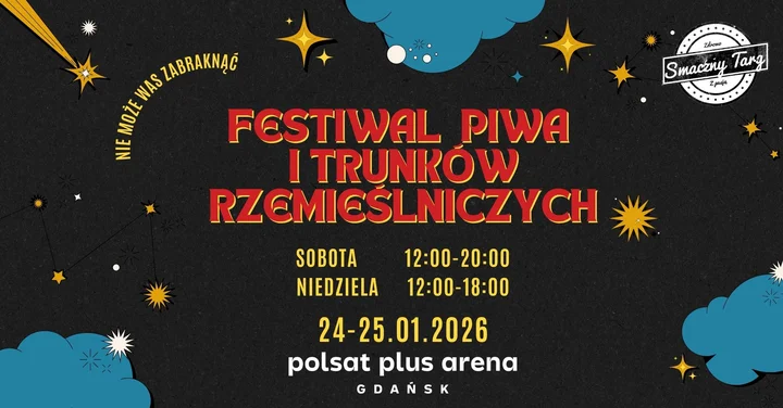 Grafika promocyjna wydarzenia Festiwal Piwa, Wina i Trunków Rzemieślniczych Gdańsk — smakowy weekend