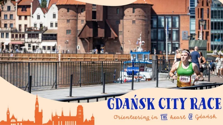 Obrazek przedstawia grafikę promocyjną wydarzenia Gdańsk: trzydniowy bieg na orientację w mieście — Gdańsk City Race 2026