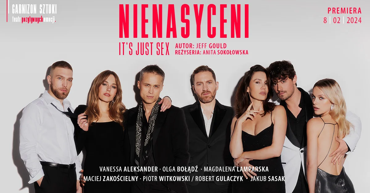 Grafika promocyjna wydarzenia Nienasyceni – spektakl w Gdańsku
