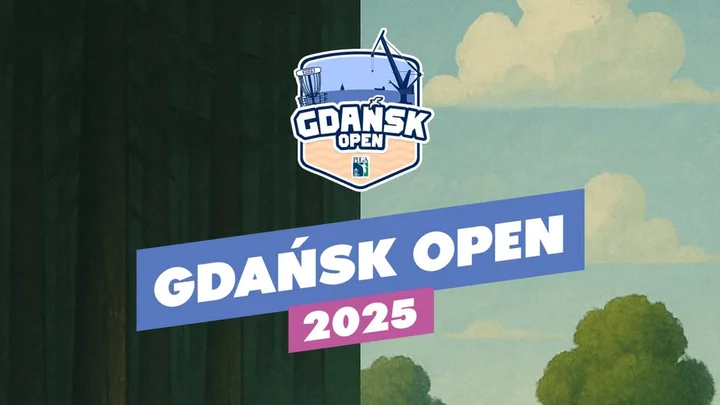 Obrazek przedstawia grafikę promocyjną wydarzenia Turniej discgolfowy na dwóch polach w Gdańsku — Gdańsk Open 2025