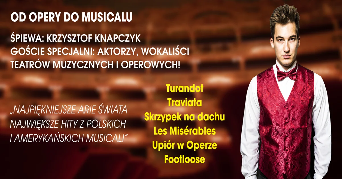 Grafika promocyjna wydarzenia Pop Opera – od Opery do Musicalu w Gdańsku