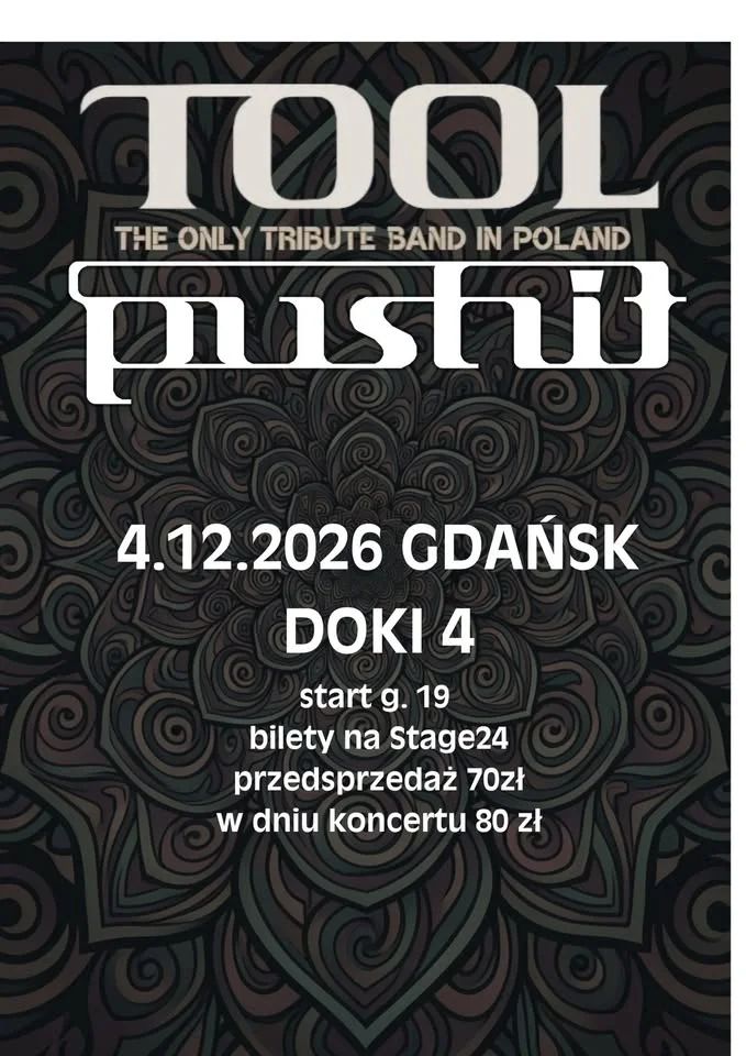 Grafika promocyjna wydarzenia Koncert GDAŃSK – PUSHIT Tool tribute band w DOKI 4