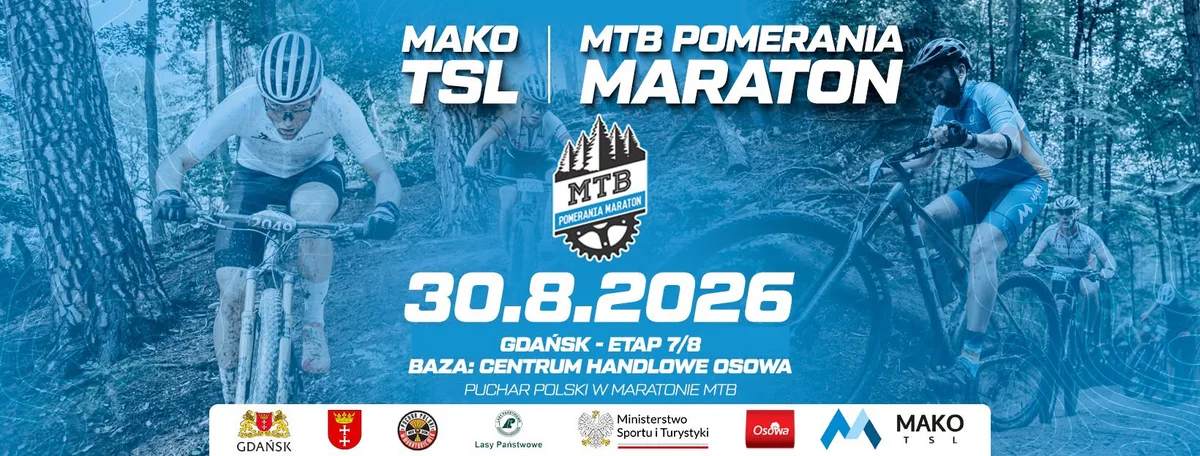Grafika promocyjna wydarzenia MAKO TSL MTB Pomerania Maraton w Gdańsku