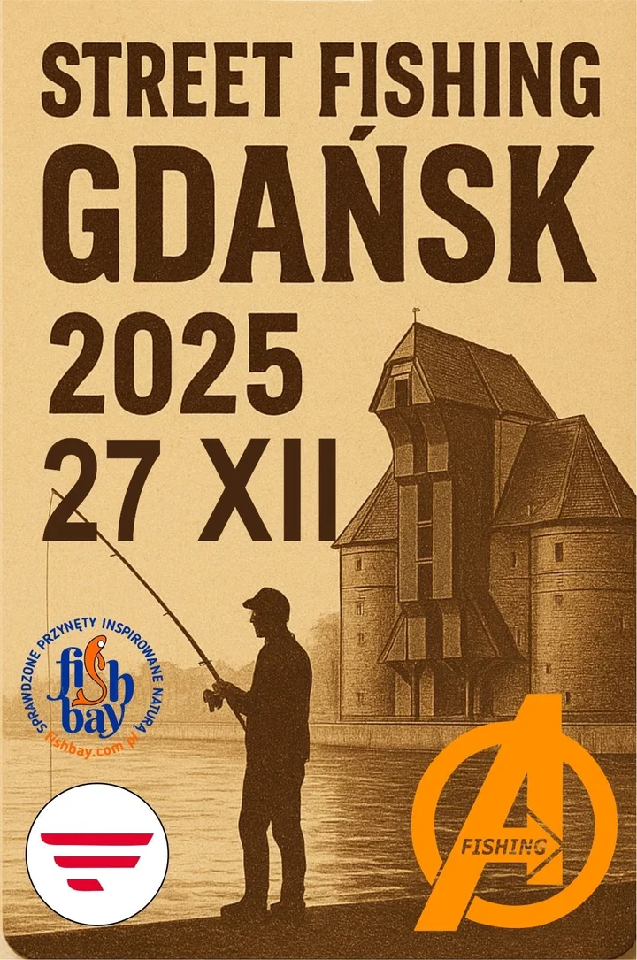 Grafika promocyjna wydarzenia Street Fishing Gdańsk 2025 — zawody spinningowe w Gdańsku