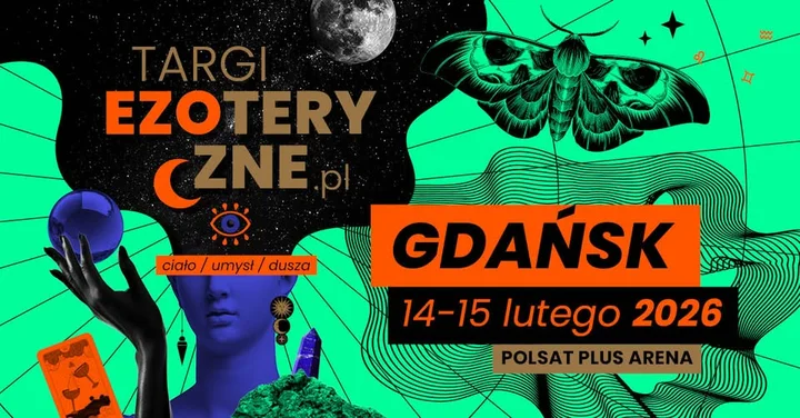 Grafika promocyjna wydarzenia Targi Ezoteryczne GDAŃSK — targi tarota, kryształów i warsztatów duchowych