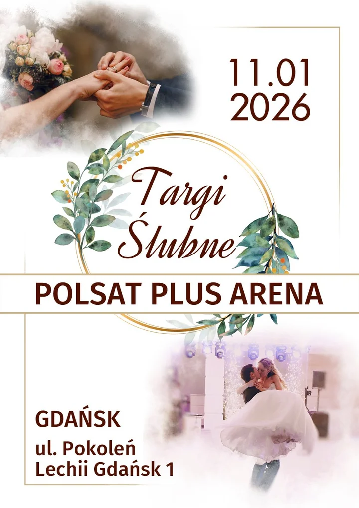 Grafika promocyjna wydarzenia Targi Ślubne Gdańsk — inspiracje i praktyczne rozwiązania przed wielkim dniem