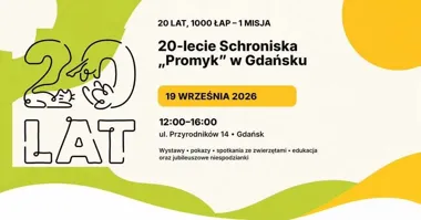 Grafika promocyjna wydarzenia 20 lat, 1000 łap – jedna misja