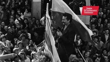 Grafika promocyjna wydarzenia 46. rocznica podpisania Porozumienia Gdańskiego