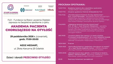 Grafika promocyjna wydarzenia Akademia Pacjenta Chorującego na Otyłość