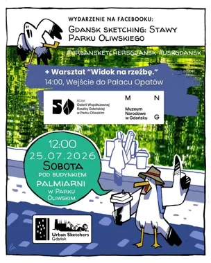 Grafika promocyjna wydarzenia Gdańsk Sketching: stawy i rzeźba