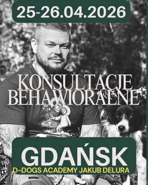 Grafika promocyjna wydarzenia Konsultacje behawioralne Jakub Delura — Gdańsk 2026