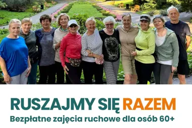Grafika promocyjna wydarzenia Ruszajmy się razem – bezpłatne zajęcia ruchowe dla osób 60+