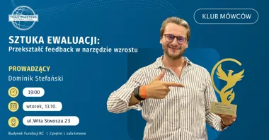 Grafika promocyjna wydarzenia Toastmasters Gdańsk: warsztat feedbacku