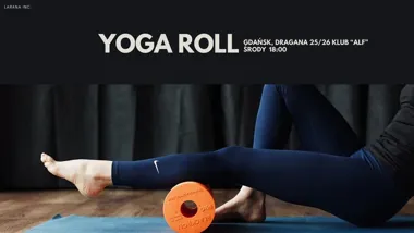 Grafika promocyjna wydarzenia Yoga Roll Gdańsk Chełm — seria 4 zajęć rozluźniających i regenerujących