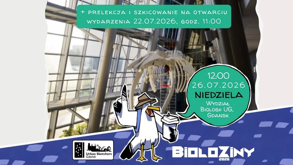 Grafika promocyjna wydarzenia USk Gdańsk na BioloZinach – szkicowanie