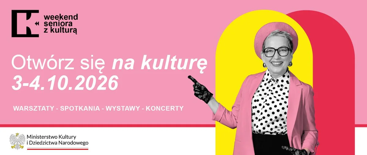 Grafika promocyjna wydarzenia Weekend seniora z kulturą w GAK