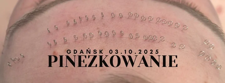 Obrazek przedstawia grafikę promocyjną wydarzenia Kurs pinezkowania w Gdańsku — praktyczne szkolenie z masażu twarzy